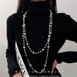 Luxury Long Faux Pearl Camilla Flower Necklace